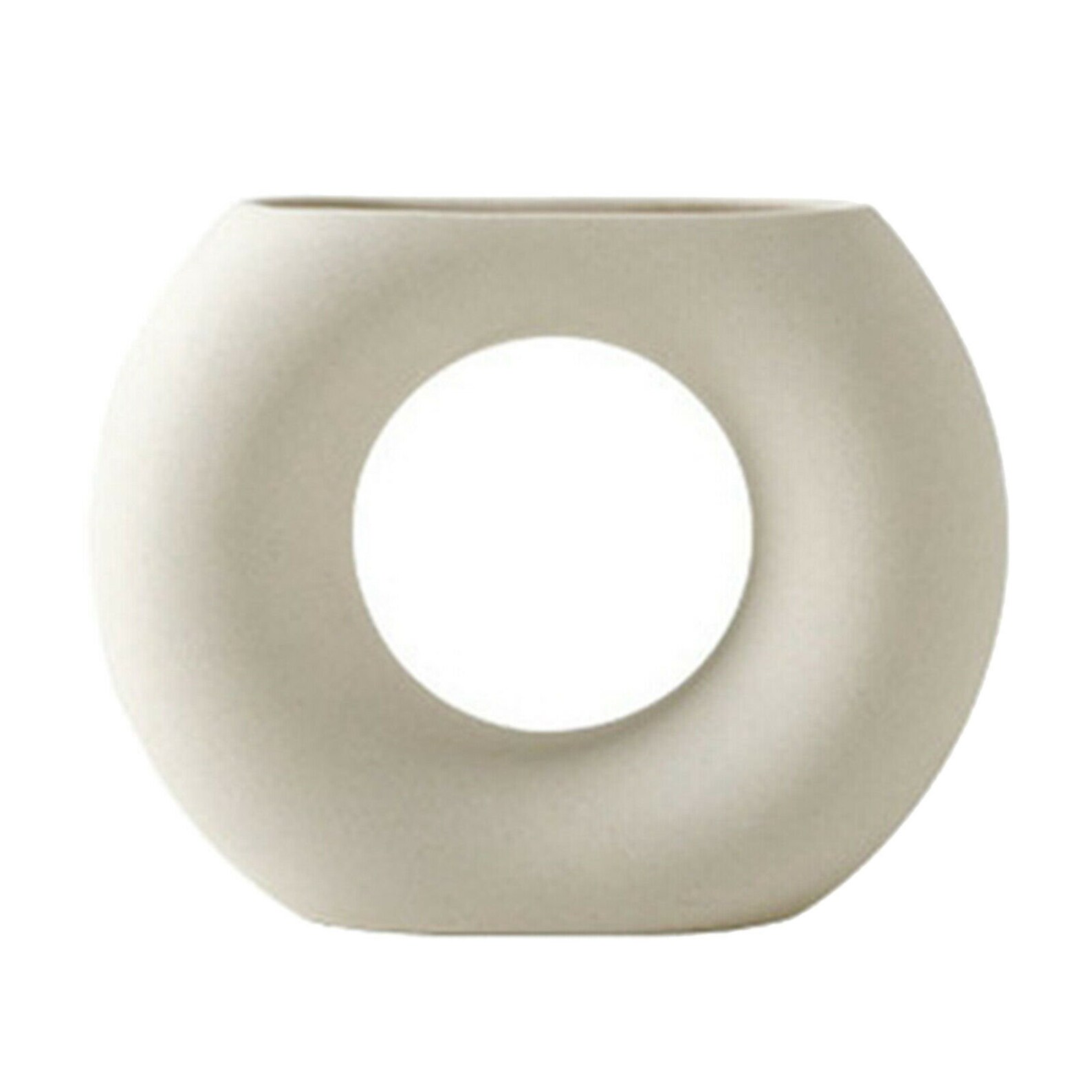 White Ceramic Modern Vase Circular Donut Vase Scandinavian Etsy