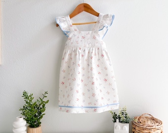 Sophie Dress Dainty Floral With Ruffle Straps Baby Toddler Girl Spanish Bambula Cotton