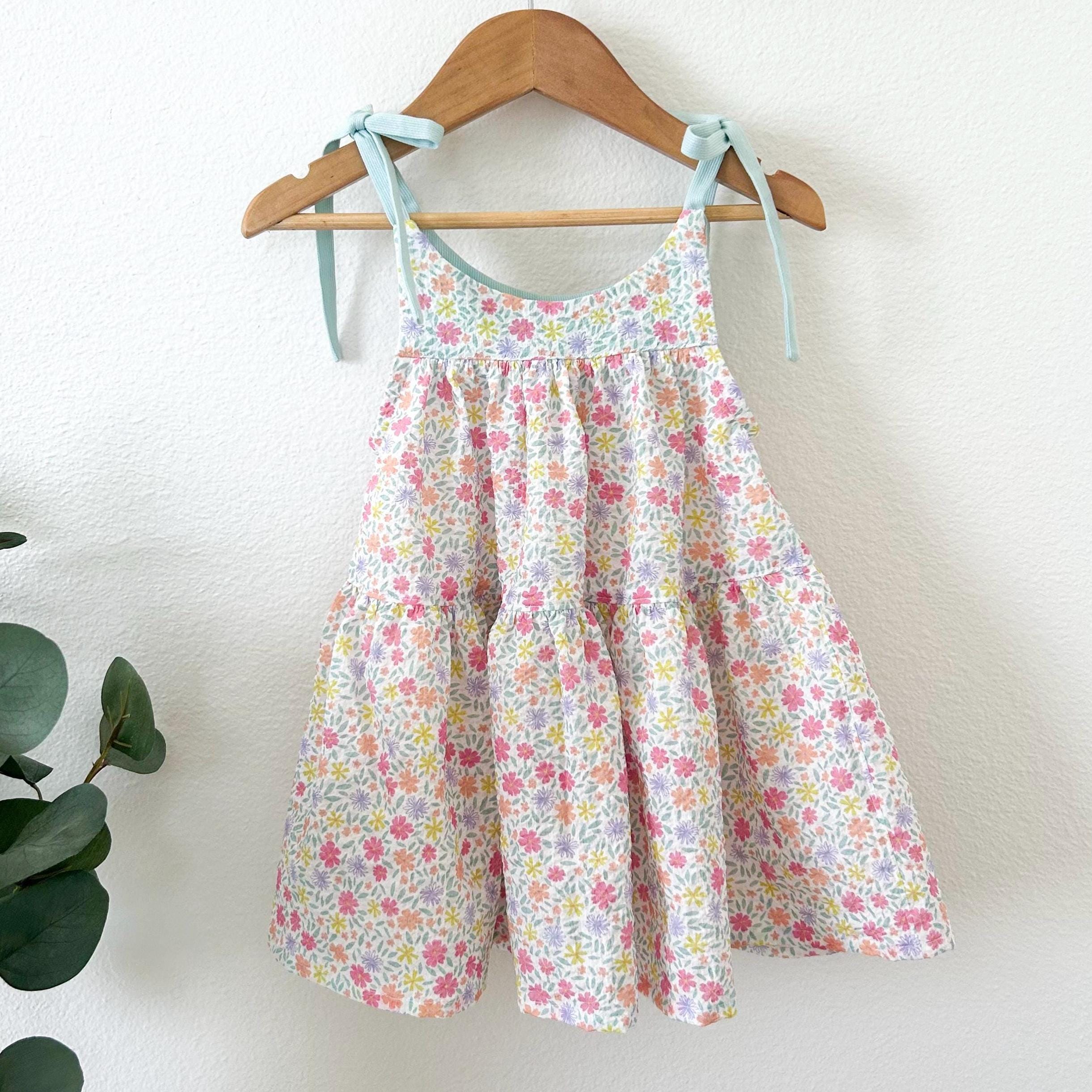 Odette Floral Cotton Summer Dress Baby Girl Tie-Shoulder Sundress