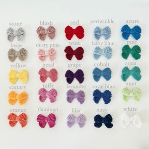 Lucy Hand Knitted Bows Baby bows Dainty Bows Headband Clip Bow Newborn Bow Toddler Bow image 2