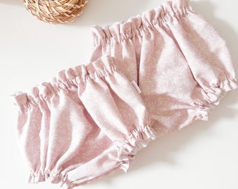 Baby Bloomers Dusty Pink Summer Spanish Cotton Pique White Floral
