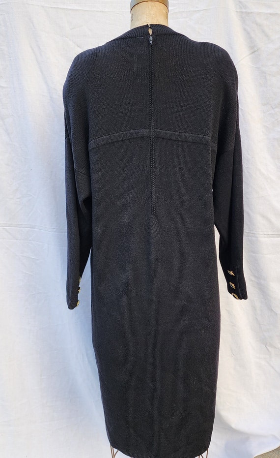 St. John Long Sleeve Sheath Dress sz 14 Black San… - image 1