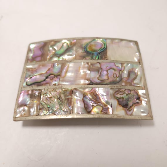 Vintage Abalone Belt Buckle Made in Mexico - Etsy display picture 1