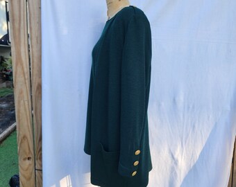 St. John Sportswear L Large Green Knit Wool 2 Pc Set Sweater Top