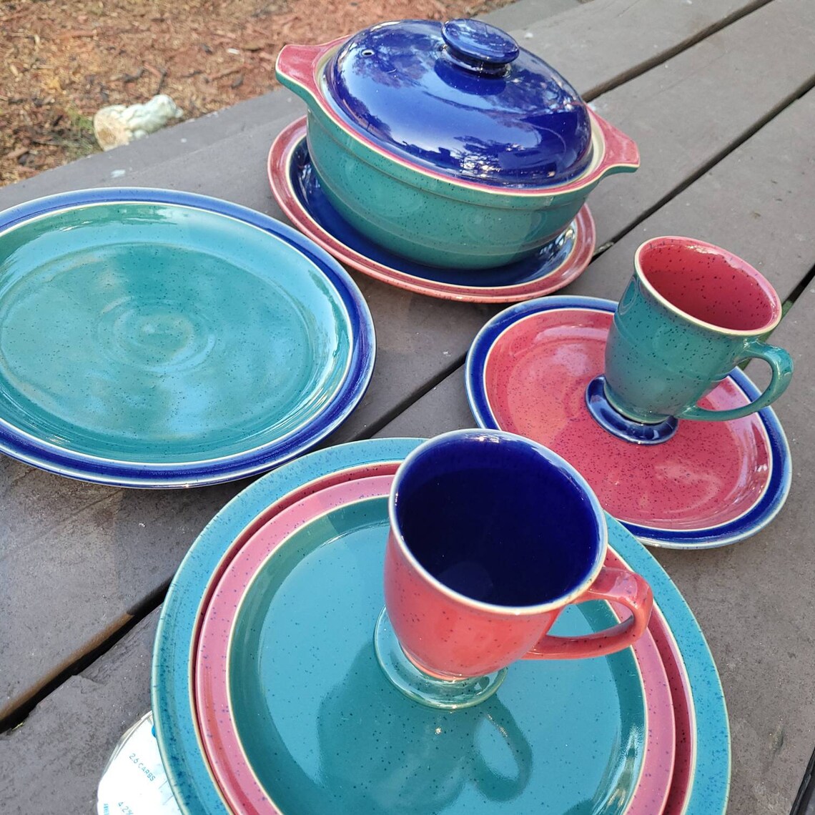 Denby Stoneware England Harlequin Dinner Plates Set of 2 Green Etsy