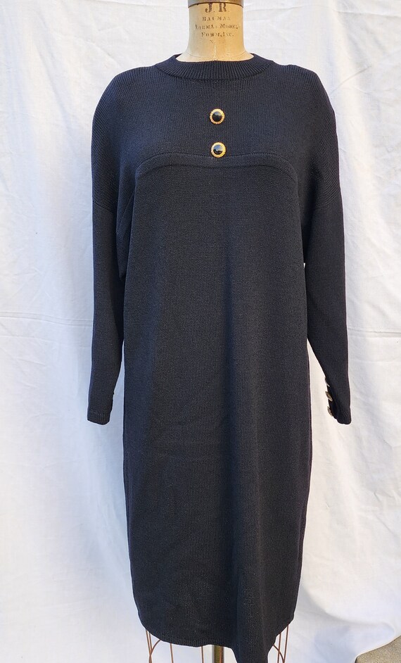 St. John Long Sleeve Sheath Dress sz 14 Black San… - image 8