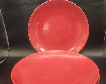 American Atelier Bistro Red Salad Plates Set (3), 8.5" Cottagecore Farmhouse Tableware