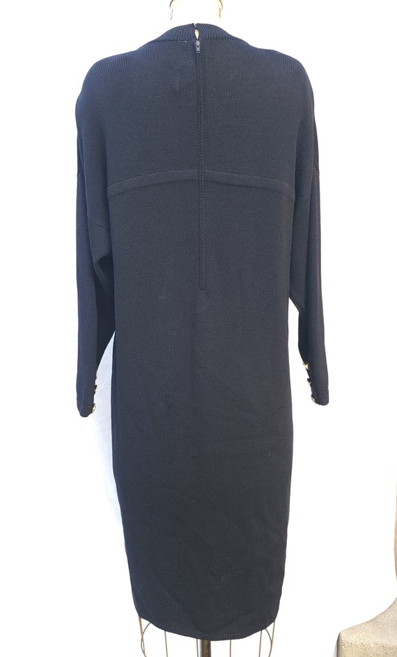 St. John Long Sleeve Sheath Dress sz 14 Black San… - image 4