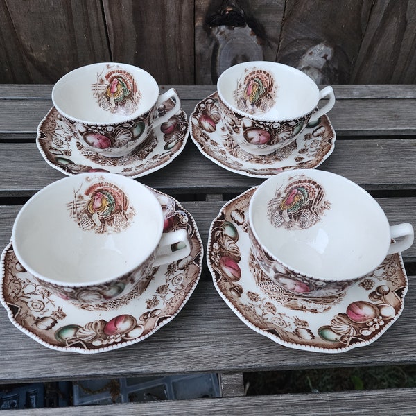 Johnson Brothers His Majesty  Cup And Saucer Sets Set Of 4 Made In England