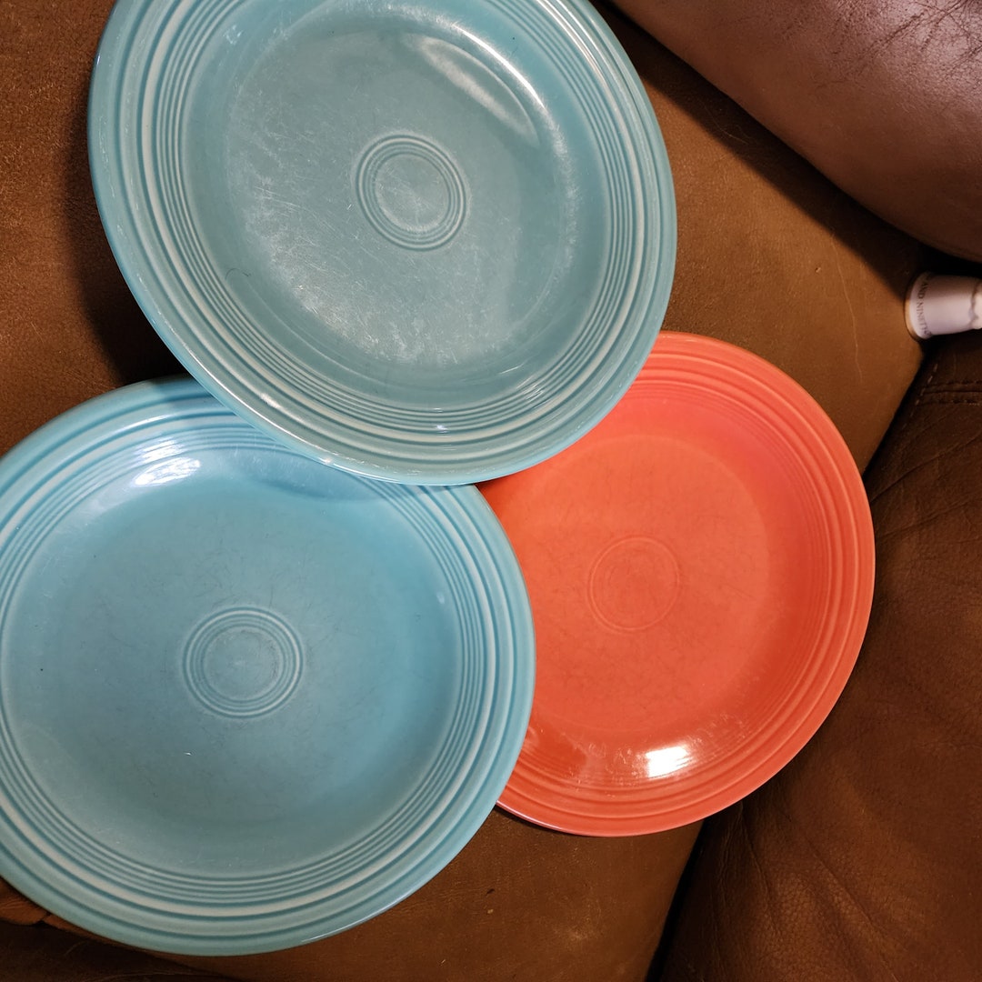 Homer Laughlin Fiestaware Dinner Plates Lot of 3 Blue Orange Etsy