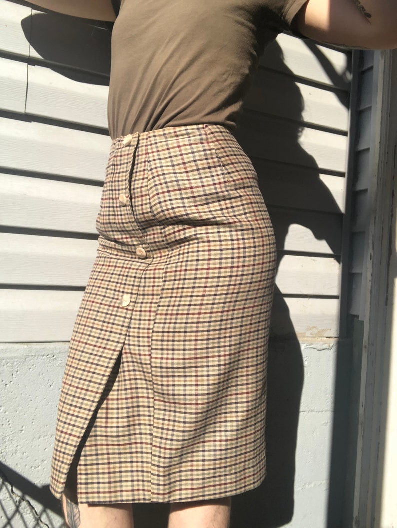 Daniel Hechter plaid pencil skirt