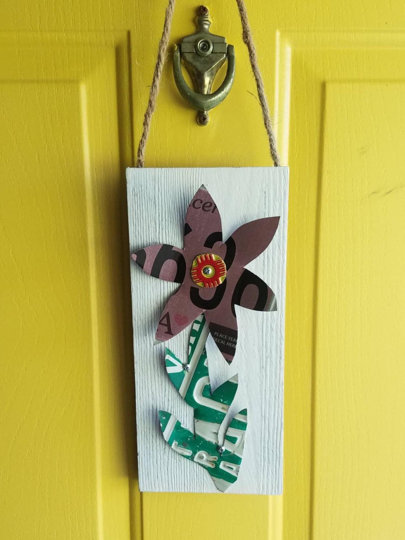 License Plate Flower Art Etsy