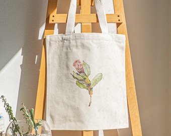 Canvas Bag - Protea : Australian native botanical watercolour