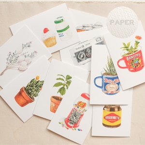 Australian Vintage Watercolour Greeting Cards  | A6 card art print invitation