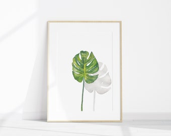 Watercolour Art Print A5 . A4 : Monstera / Poster / Wall Art / Green Plant