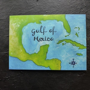 Gulf of Mexico postcard, Gulf of Mexico map postcard for leftists, liberals, Democrats, anti-Trump friends and postcards to voters