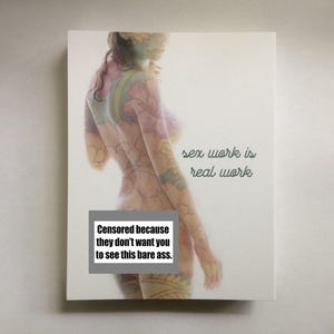 Sex Work is Real Work postcard - LIMITED EDITION; sex worker postcard art from Latina model & artist, sex-positive feminist postcard