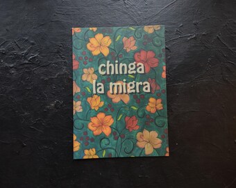 Postal de Chinga La Migra: Que se joda el ICE, abolir el ICE - Diseño en acuarela