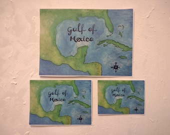 Gulf of Mexico watercolor vinyl decal / sticker in three sizes