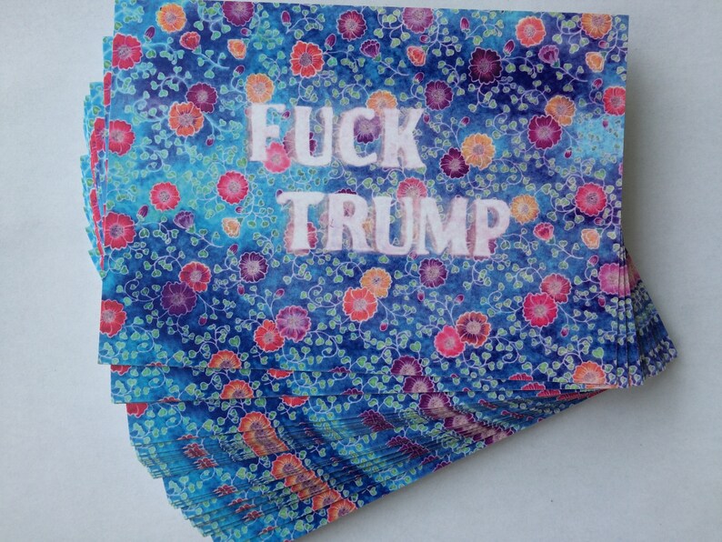 Fuck Trump limited edition 5x7 floral postcard RESIST card image 1