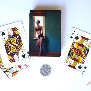 Pinup girl by the window: vintage lingerie pin up playing cards - only one deck available