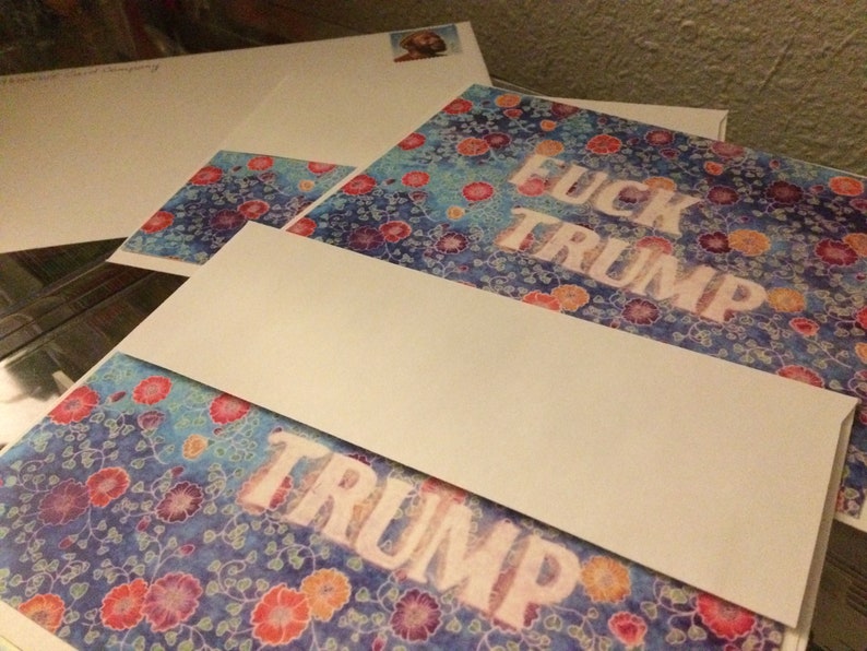 Fuck Trump limited edition 5x7 floral postcard RESIST card image 3