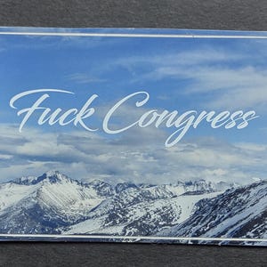 Fuck Congress Vinyl Sticker: Rocky Mountain Landscape Bumper Decal