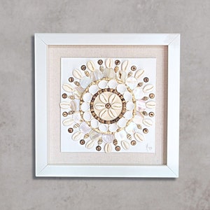 SHELL WALL ART 9x9 Mosaic | &quot;Aphrodite&quot; | Gifts for Mom | Handmade Shell Art | Beach Art | Sea Shell Art | Beach Gift Ideas | Seashell Art