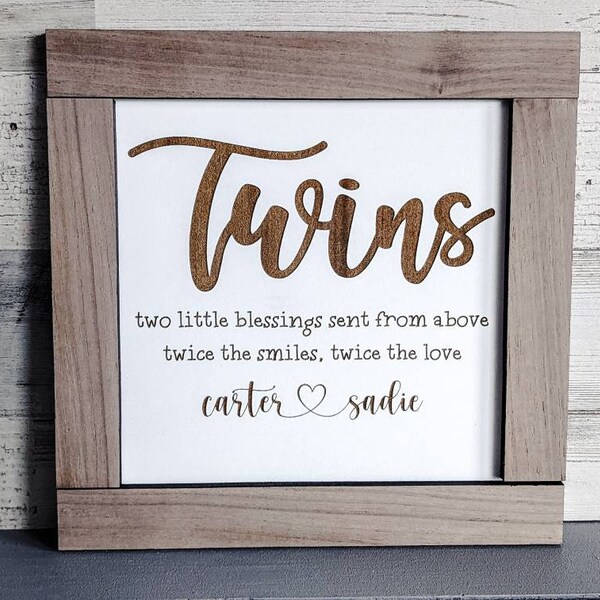 Twin Room Sign - Personalized Room Decor for Twins - Twin Sign - Two Little Blessings - Shelf Sign - Twin Art - Boy/Girl Twins - Twin Mom