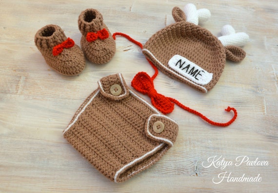knitted baby deer outfit