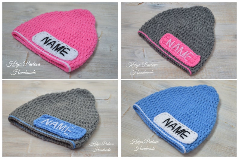 Newborn Baby Monogram Striped Letter Hat Crochet Photo Prop Personalized Cap