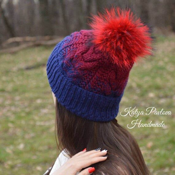 2019 Winter Hat Christmas Fur Pom Pom Women Chunky Knit Beanie Xmas Santa Gift