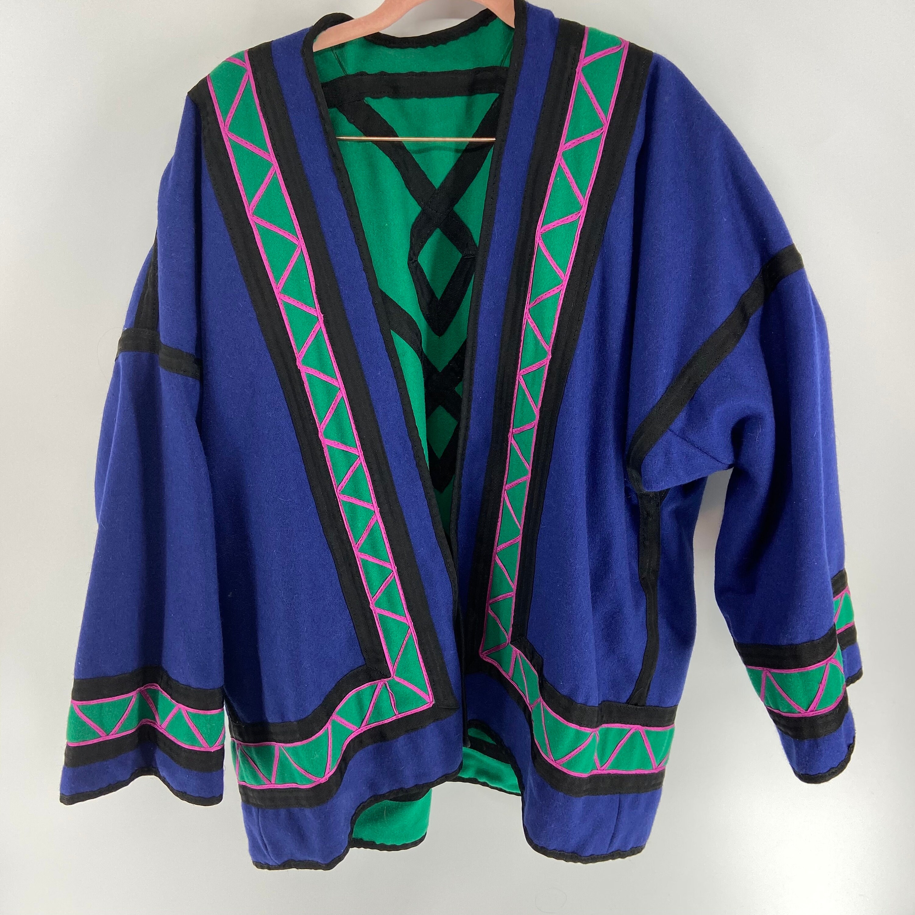 Handmade Reversible Geometric Wool Felt Coat One Size - Etsy