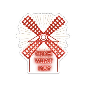 Moulin Rouge Kom wat mag Windmolen Neon Sign Broadway Lyric Die-Cut Sticker