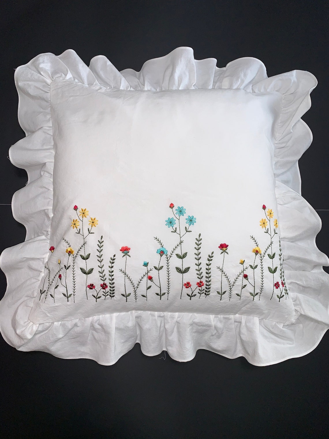 Funda de almohada de algodón bordado Funda de almohada cojín Etsy