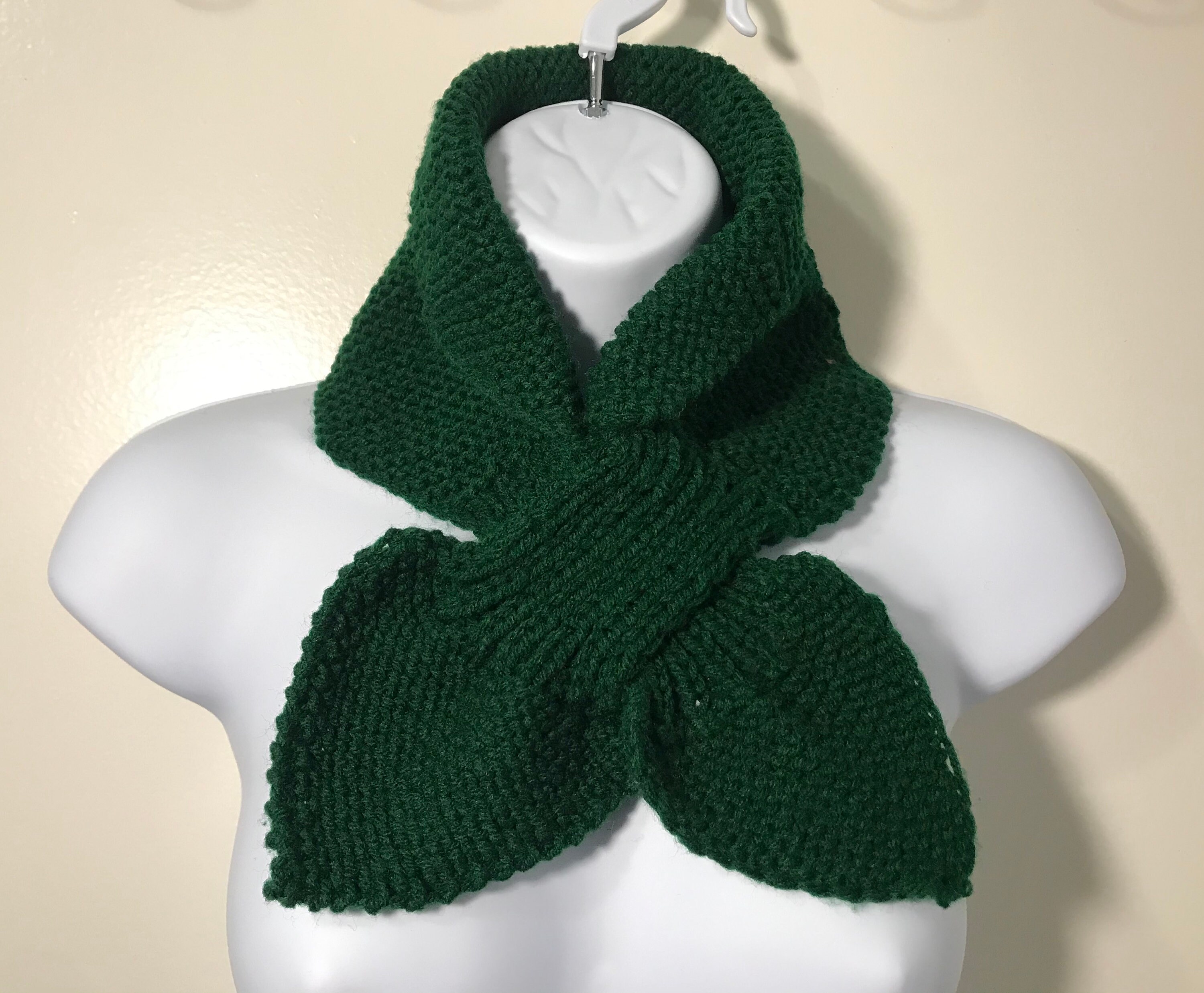 Green Ascot scarf Keyhole knit scarf bow tie scarf Scarf Etsy