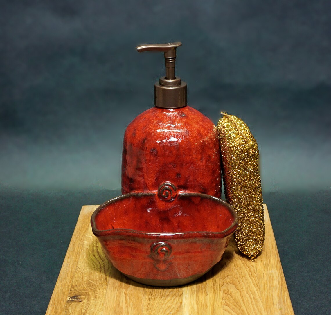 Red Soap Dispenser Sponge holder Liquid Soap Kitchen Soap Etsy
