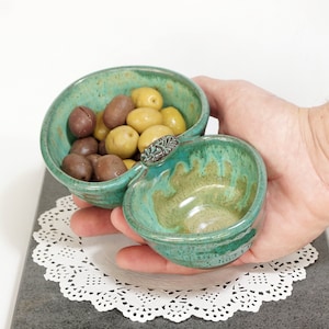 Olives and pits dish, Ceramics for serving olives, Blue dish for olives , Handmade pottery, Serving ware, Blue pottery, Israel