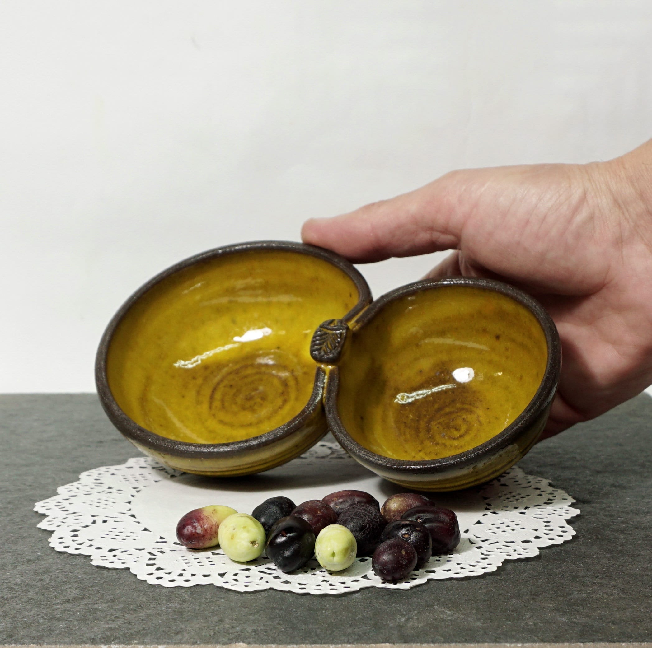 Olives and pits dish Ceramic ware for serving olives Yellow Etsy
