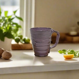 BIG Handmade purple mug, Purple conical mug, 13.5 oz  coffee mug, 400 ml Ceramic cup, Purple pottery, unique art, Ceramic