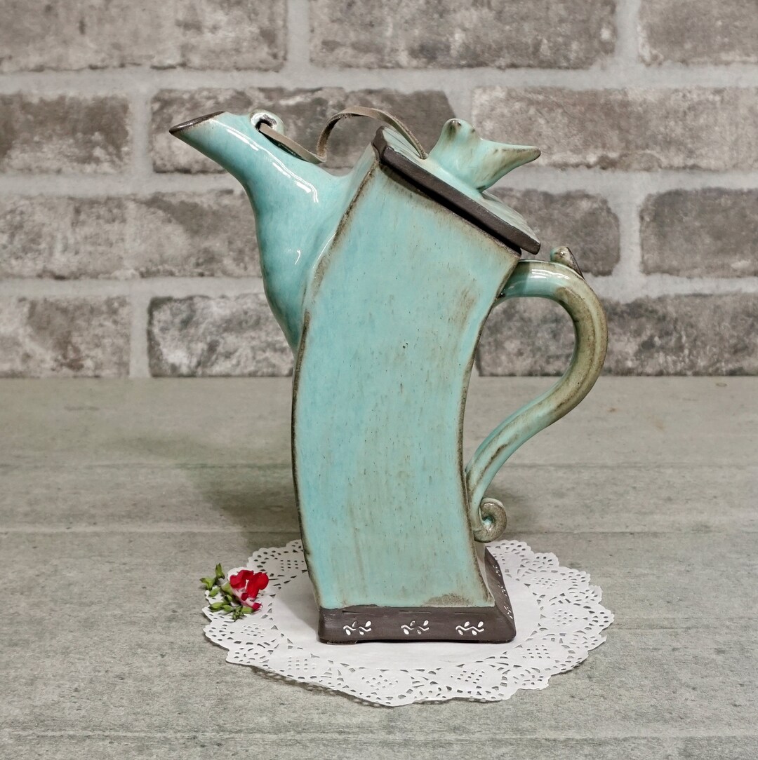 Ceramic Oil Container Blue Teapot Big Ceramic Teapot Etsy