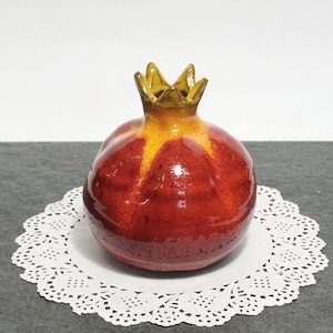 Red and yellow Pomegranate, Pottery Pomegranate, Red Pottery, Israeli Pomegranate, decorative fruit, home decor, ceramic pomegranate,