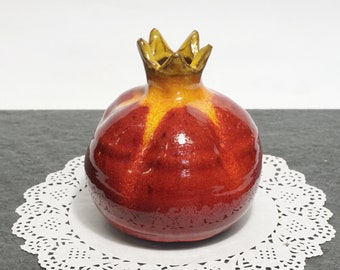Handmade Red Ceramic Pomegranate: Jewish Home Decor