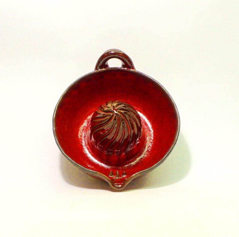 Red Lemon Juicer Pottery Citrus Squeezer Red Glaze Pottery Etsy