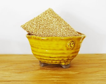 Handmade Yellow Pottery Sponge Holder: Kitchen Soap Dish