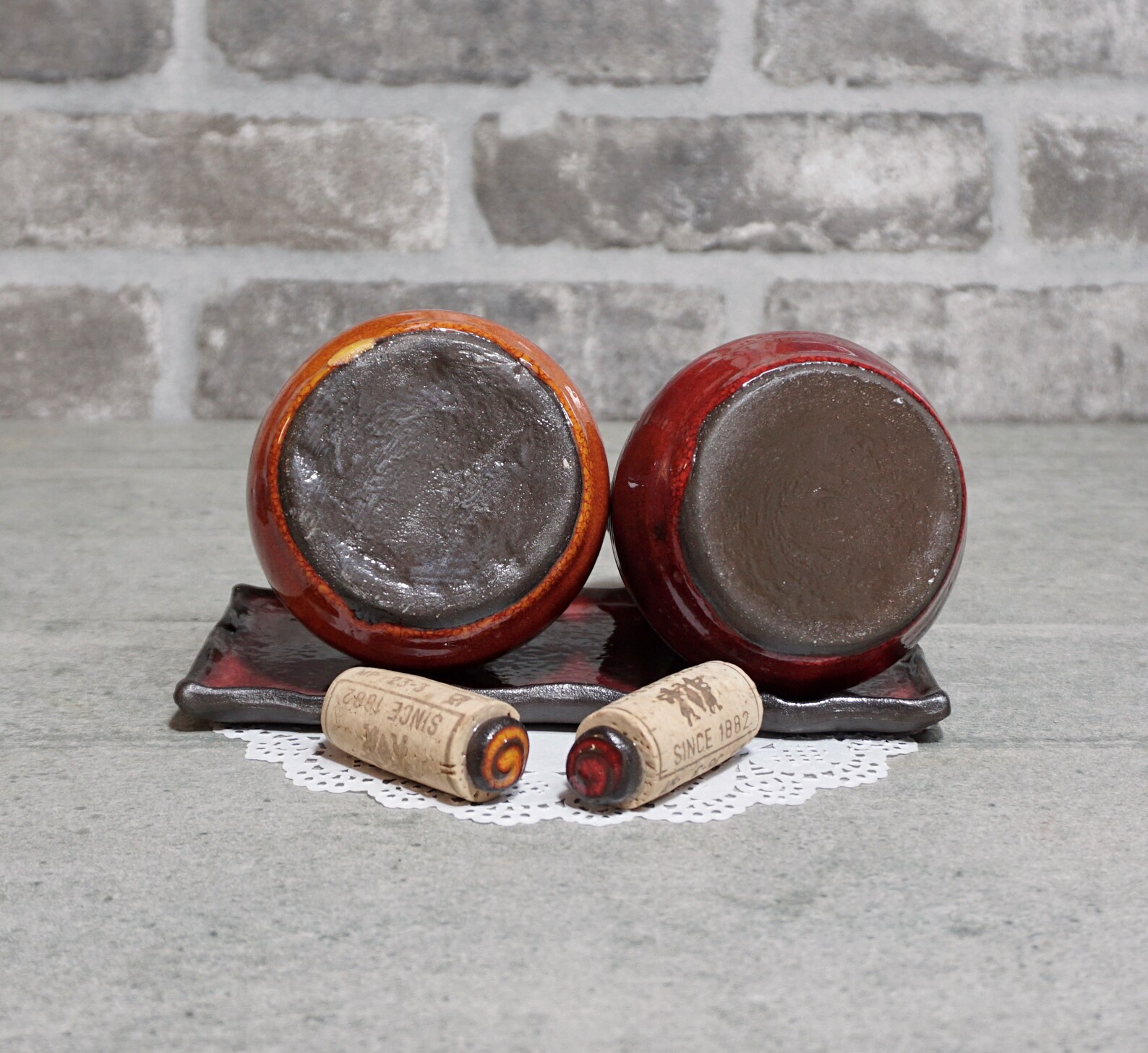 Oil and vinegar set on a tray Ceramic oil bottle Set of two Etsy