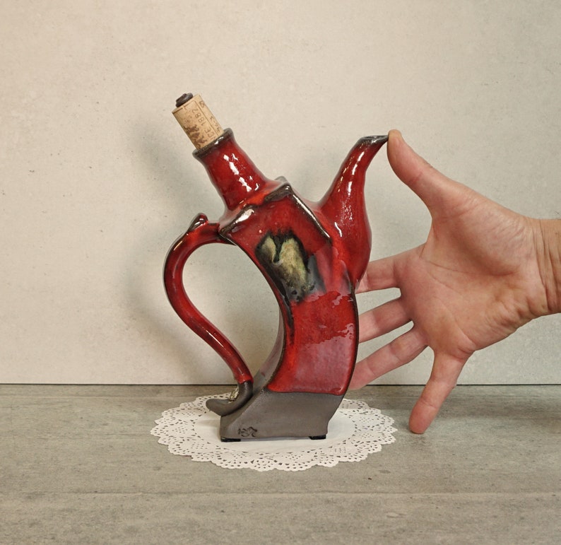 Ceramic Oil Container Red Ceramics Olive Oil Jar Etsy