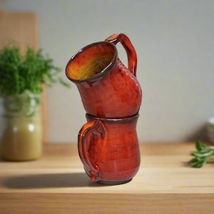 Set mit zwei Tassen, zwei Keramiktassen, orangefarbener Kaffeebecher, 12-Unzen-Keramikbecher, Keramiktasse, Teekeramikbecher, 12-Unzen-Keramikbecher, keramischer Becher, keramischer Becher