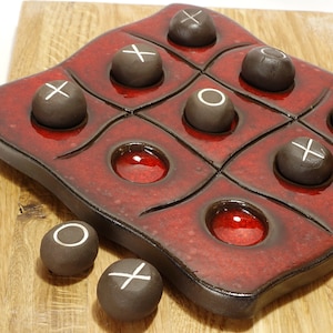 Tic tac toe ceramic game, Red pottery, noughts and crosses, Kids and adults  game, Colorful ceramic board game, Tic tac toe game for family