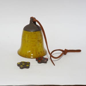 Ceramic wind chime bell, Pottery bells, Outdoor art, Yellow pottery bell, Wind chime bell, Garden decoration, Art pottery bell, Ringing bell